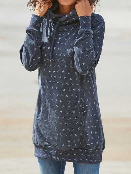 Hoodie Casual Floral-Print Sweatshirt, Blue, Hoodies & Sweatshirts
