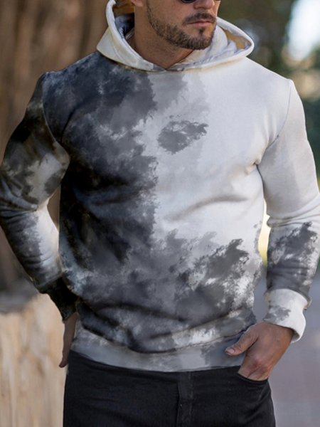 Tie dye Hooded Long Sleeve Sweatshirt, As picture, Hoodies&Sweatshirts