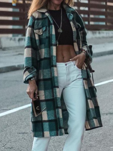 Loosen Casual Outerwear, Green, Outerwear