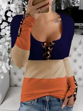 Casual Geometric Regular Fit Shirts & Tops, Multicolor, T-Shirts