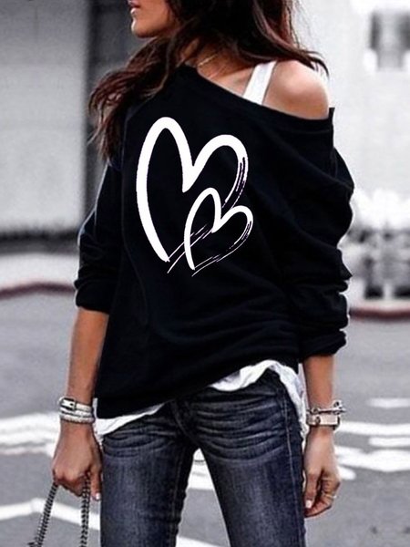 Loosen Crew Neck Plain Shirts & Tops, Black, T-Shirts 
Loosen Crew Neck Plain Shirts & Tops, Black, T-Shirts