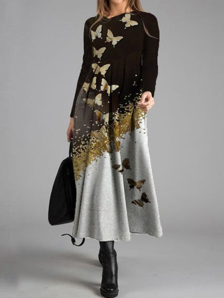 Vintage Butterflies Color-block Printed Crew Neck Long Sleeves Plus Size Casual Dresses, Multicolor, Maxi Dresses
Vintage Butterflies Color-block Printed Crew Neck Long Sleeves Plus Size Casual Dresses, Multicolor, Maxi Dresses