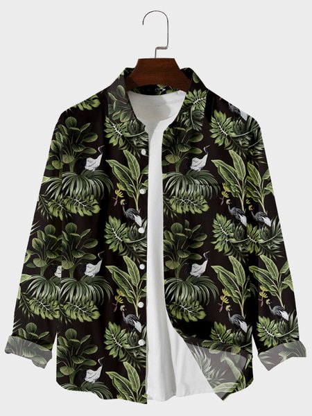 Long Sleeve Shirt Collar Shirts & Tops, Black, Men's shirts