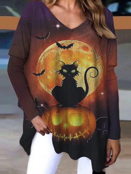 Halloween Brown Printed Casual Holiday Party Outdoor Loosen Shirts & Tops, Tops
Halloween Brown Printed Casual Holiday Party Outdoor Loosen Shirts & Tops, Tops