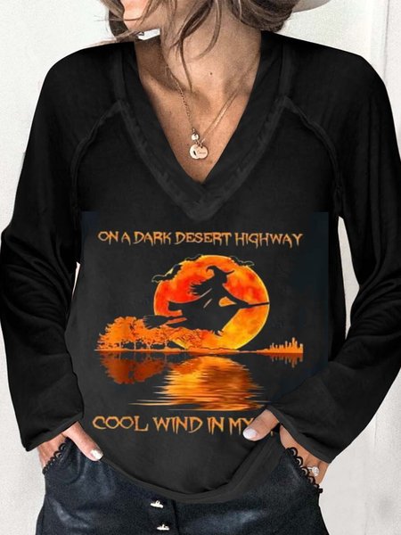 Vintage Halloween Letters Printed V Neck Long Sleeves Plus Size Casual Tops, Black, T-Shirts
Vintage Halloween Letters Printed V Neck Long Sleeves Plus Size Casual Tops, Black, T-Shirts