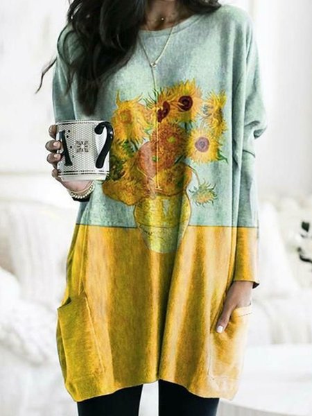 Holiday Geometric Printed Green Shirts & Tops, T-Shirts