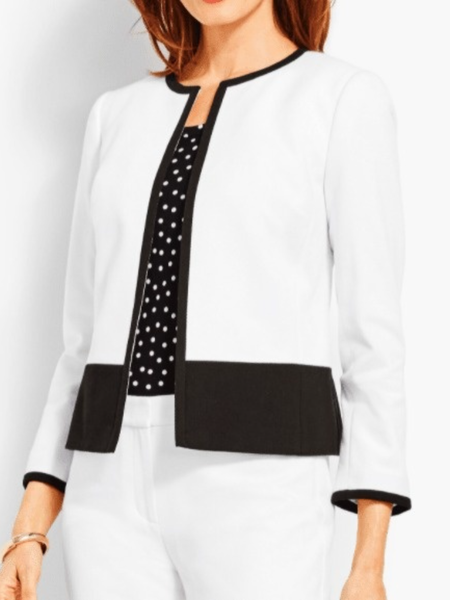 Fall Crew Neck Loosen Color Block Simple Color Block Outerwear, Black-white, Blazers
Fall Crew Neck Loosen Color Block Simple Color Block Outerwear, Black-white, Blazers