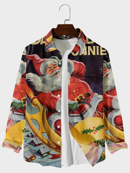 Long Sleeve Shirt Collar Shirts & Tops, Yellow, Men's Floral shirt