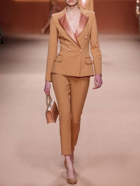 Vintage Simple Lady Elegant Regular Fit Lapel Outerwear, Orange, Blazers 
Vintage Simple Lady Elegant Regular Fit Lapel Outerwear, Orange, Blazers