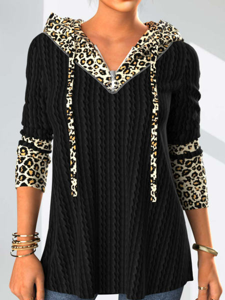 Long sleeve V-neck hooded black twisted strip stitched leopard top knitted sweater women, Sweatshirts & Hoodies
Long sleeve V-neck hooded black twisted strip stitched leopard top knitted sweater women, Sweatshirts & Hoodies