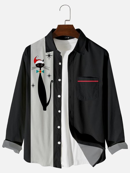 Shirt Collar Long Sleeve Shirts & Tops, Black, Shirts & Blouse