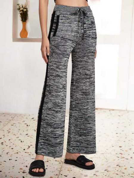 Geometric abstract horizontal knit wide leg trousers, Black-grey, Pants
Geometric abstract horizontal knit wide leg trousers, Black-grey, Pants