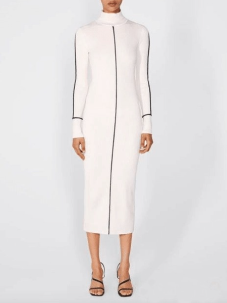 Fall Slim Fit Stand Collar Color Block High Stretch Work Formal Date Dresses, White, Midi Dresses
Fall Slim Fit Stand Collar Color Block High Stretch Work Formal Date Dresses, White, Midi Dresses