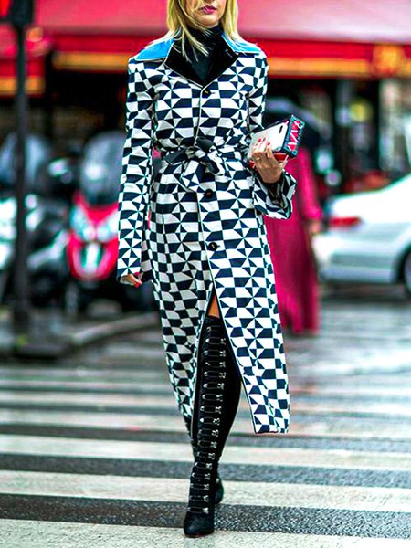 Lapel Trench Coats, As picture, Coats