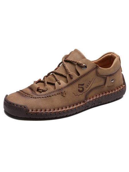 Casual Metal Buckle Splicing Sneakers, Khaki, Men's flat & loafers