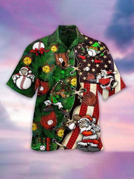 Party Short Sleeve Shirt Collar Shirts & Tops, Green, Men's shirts