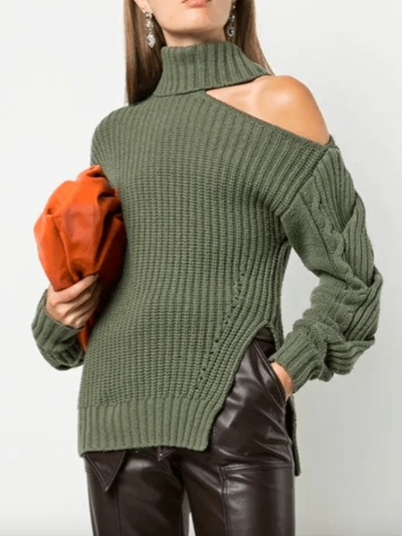 Fall Loosen Simple High Neck Long sleeve Elegant Simple High Neck Sweater, Green, Pullovers
Fall Loosen Simple High Neck Long sleeve Elegant Simple High Neck Sweater, Green, Pullovers