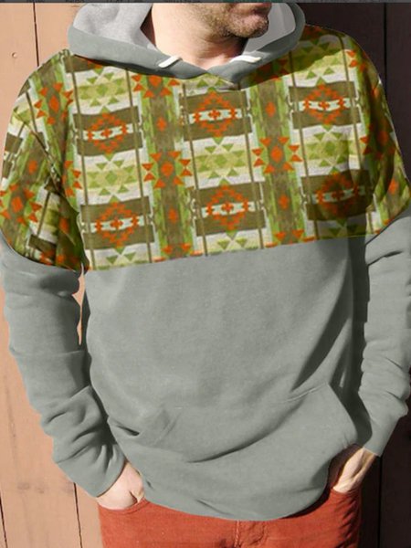 Hooded Casual Ribbed Sweatshirt, As picture, Men's Sweater