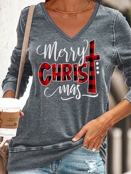 Christmas Letters Printed V-neck Long Sleeve Sweatshirt, Gray, Hoodies&Sweatshirts
Christmas Letters Printed V-neck Long Sleeve Sweatshirt, Gray, Hoodies&Sweatshirts