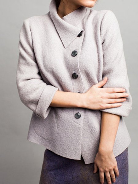 Regular fit Long sleeve Solid Elegant Outerwear, Apricot, Jackets
