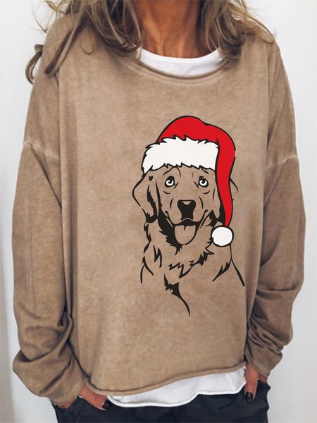 Dog Wears Christmas Hat Crew Neck Casual Sweatshirts, Light brown, Hoodies&Sweatshirts
Dog Wears Christmas Hat Crew Neck Casual Sweatshirts, Light brown, Hoodies&Sweatshirts
