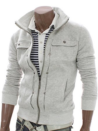 Outdoor Stand Collar Jackets, White, Outerwear