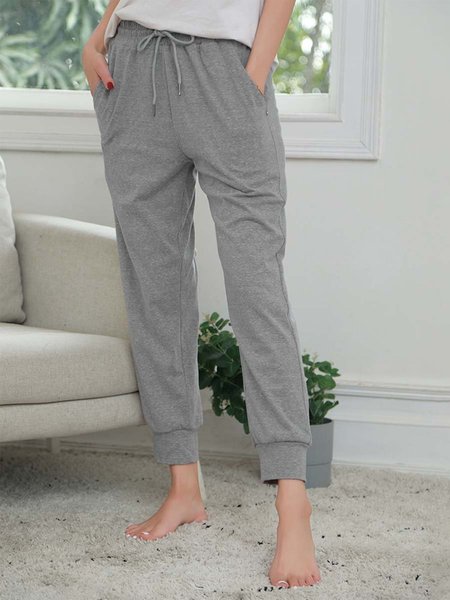 Casual Loose Sports Home Solid Pants, Gray, Pants
