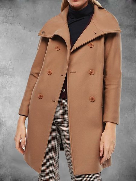Vacation Casual High Stand-up Collar Two-row Button Placket Long Sleeve Outerwear, Khaki, Coats
Vacation Casual High Stand-up Collar Two-row Button Placket Long Sleeve Outerwear, Khaki, Coats