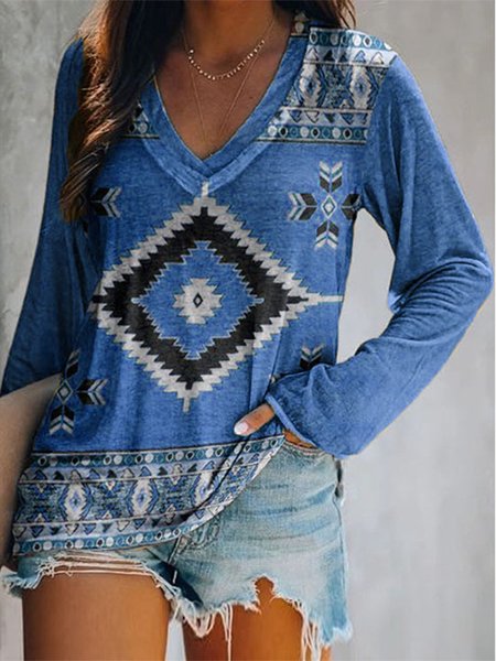 Tribal Vacation Shirts & Tops, Blue, Long sleeve tops