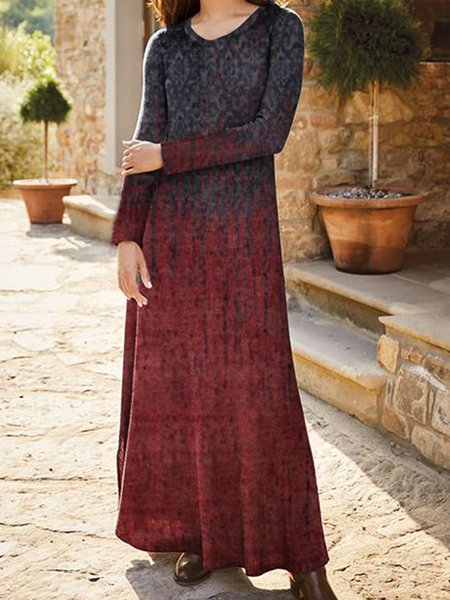 Abstract Casual Dresses, Red-black, Maxi Dresses