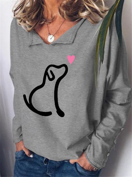 Casual and simple dog print long-sleeved lapel sweatshirt, Gray, Hoodies&Sweatshirts
Casual and simple dog print long-sleeved lapel sweatshirt, Gray, Hoodies&Sweatshirts