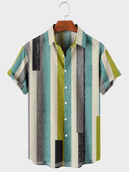 Casual Shirt Collar Shirts, Green, Men's Floral shirt