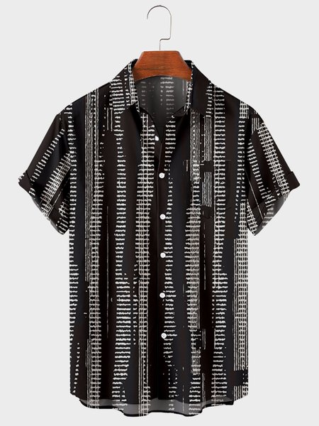Vacation Shirt Collar Shirts & Tops, Black, Men's Floral shirt