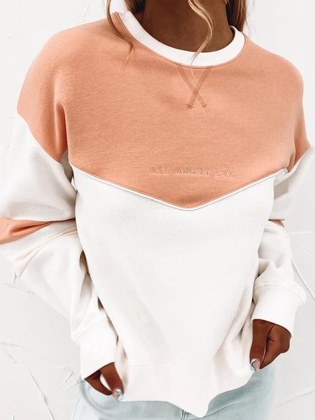 Casual Embroidered Letter Sweatshirt, White, Hoodies & Sweatshirts