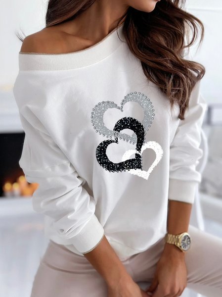 Casual One Shoulder Shirts & Tops, White, Tops