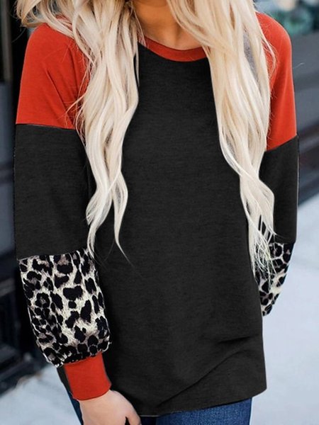 Casual Long Sleeve Crew Neck Printed Sweatshirt, Multicolor, Hoodies & Sweatshirts