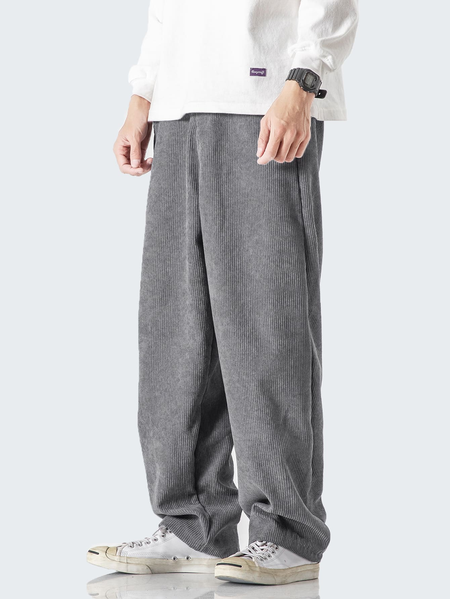 Men's Corduroy Casual Trousers, Gray, Pants