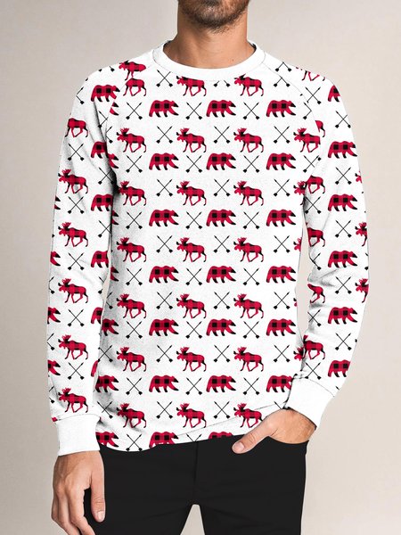 Christmas Graphic Long Sleeve Loose T-shirt, As picture, T-shirts