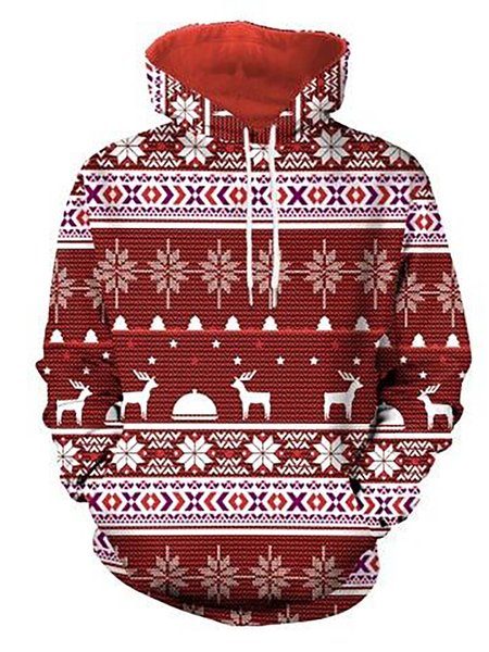 Christmas Graphic Long Sleeve Hooded Sweatshirt, As picture, Hoodies&Sweatshirts