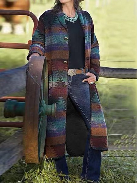 Ethnic Loosen Woolen Outerwear, Multicolor, Outerwear