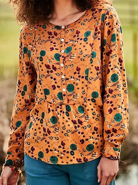 Casual Loosen Shirts & Tops, Orange, T-Shirts