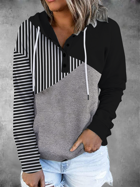 Long sleeved V-neck geometric stripe stitching top women's sweater, Black-white, Sweatshirts & Hoodies
Long sleeved V-neck geometric stripe stitching top women's sweater, Black-white, Sweatshirts & Hoodies