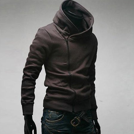 Hooded Long Sleeve Cotton Sweatshirt, Coffee, Hoodies