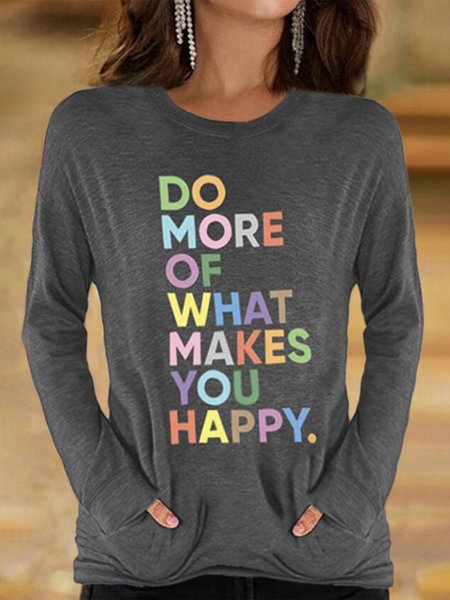 Multicolor Letters Pattern Long Sleeves Crew Neck Pockets Plus Size Casual Tops, Gray, T-Shirts
Multicolor Letters Pattern Long Sleeves Crew Neck Pockets Plus Size Casual Tops, Gray, T-Shirts