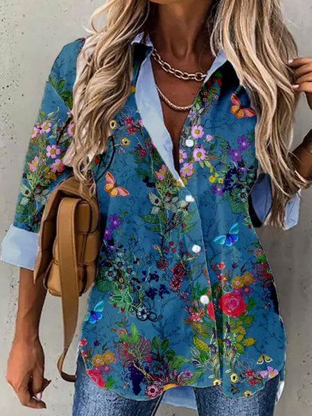 Long sleeved V-neck floral plant Print Blouse women's shirt, Blue, Shirts & Blouses
Long sleeved V-neck floral plant Print Blouse women's shirt, Blue, Shirts & Blouses
