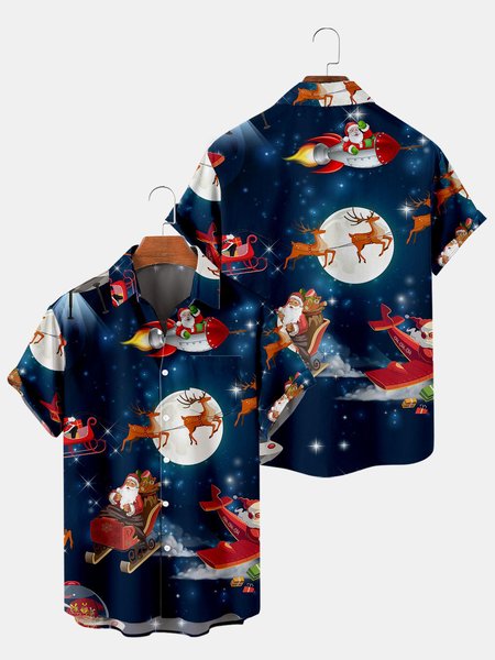 Short Sleeve Shirt Collar Shirts & Tops, As picture, Men's Floral shirt
