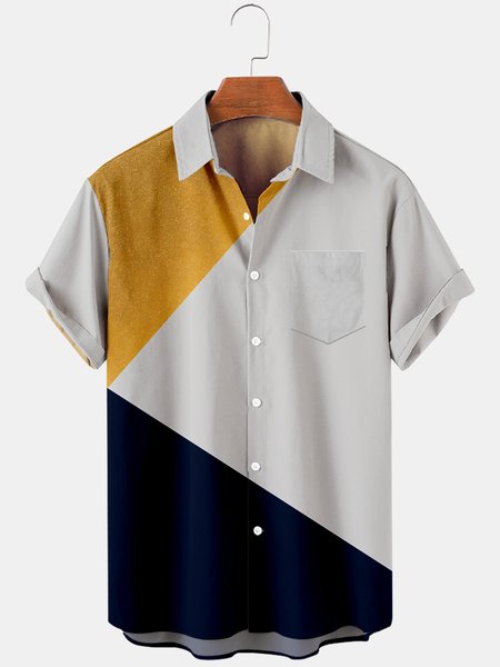 Mens Color Block Print Turndown Collar Chest Pocket Short Sleeve Casual Shirts, Gray, Men's Floral shirt
Mens Color Block Print Turndown Collar Chest Pocket Short Sleeve Casual Shirts, Gray, Men's Floral shirt