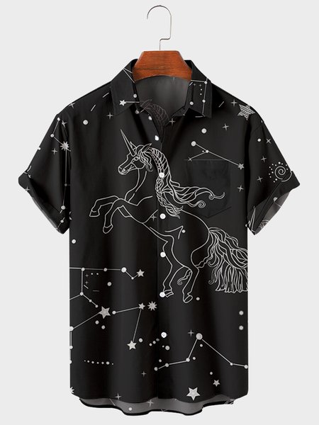 Mens Starry Sky Horoscope Print Turndown Collar Chest Pocket Short Sleeve Casual Shirts, Black, Men's Floral shirt
Mens Starry Sky Horoscope Print Turndown Collar Chest Pocket Short Sleeve Casual Shirts, Black, Men's Floral shirt