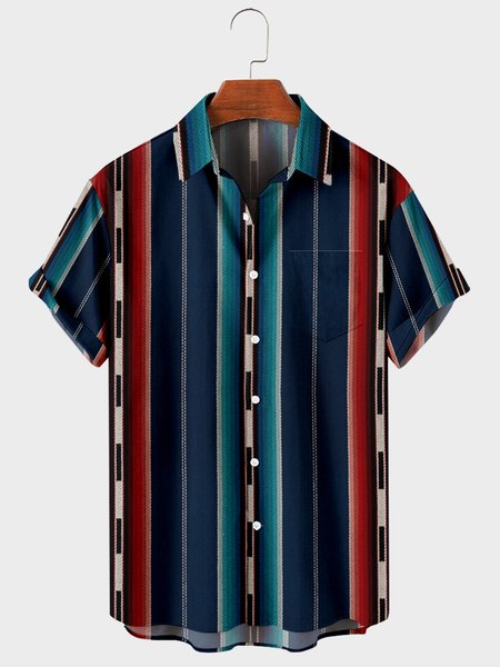 Mens Stripe & Geometric Print Chest Pocket Round Hem Loose Short Sleeve Shirts, Blue, Shirts & Blouse
Mens Stripe & Geometric Print Chest Pocket Round Hem Loose Short Sleeve Shirts, Blue, Shirts & Blouse