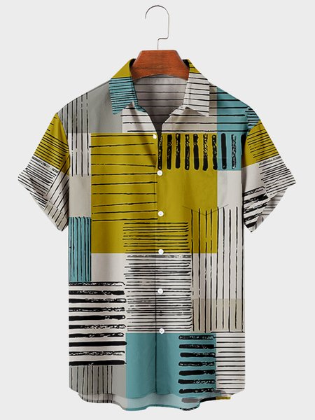 Mens Geometric Patchwork Print Chest Pocket Round Hem Loose Short Sleeve Shirts, Yellow, Men's Floral shirt
Mens Geometric Patchwork Print Chest Pocket Round Hem Loose Short Sleeve Shirts, Yellow, Men's Floral shirt